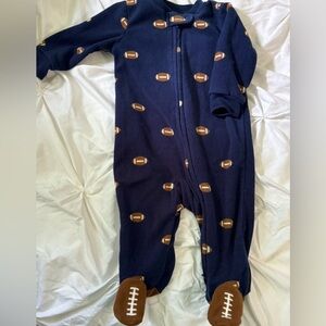 4/$20 CARTER’S baby boy 6m FOOTBALL fleece sleep and play